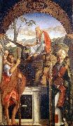 BELLINI, Giovanni Sts Christopher, Jerome and Ludwig of Toulouse Spain oil painting artist